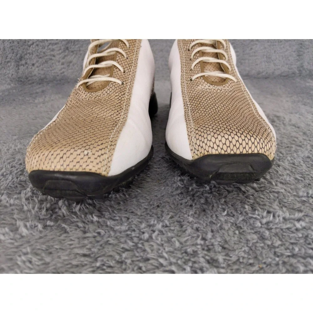 FootJoy LoPro Collection Golf‎ Shoes Womens 7M White Beige Leather Spiked